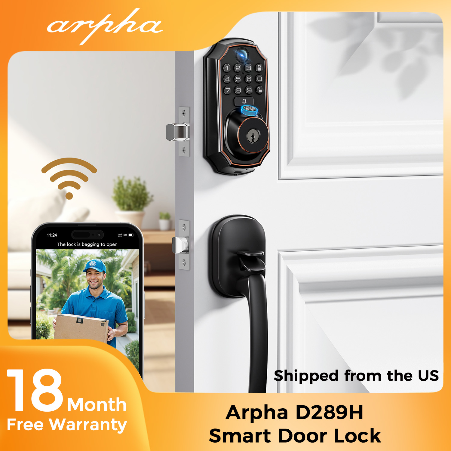 Home Security Front Door Camera - قفل باب ذكي ARPHA D289H مزود