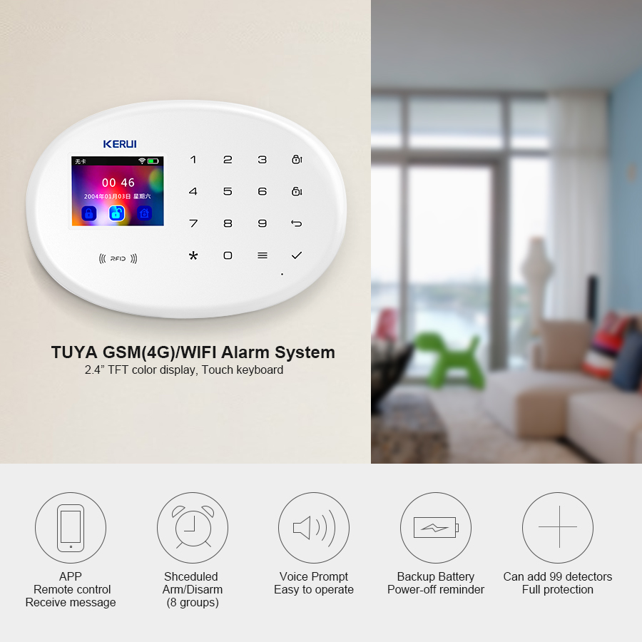 KERUI W202 نظام إنذار WIFI GSM - مراجعة Home Security Front Door Camera وسعره